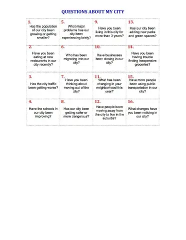 Questions about my city