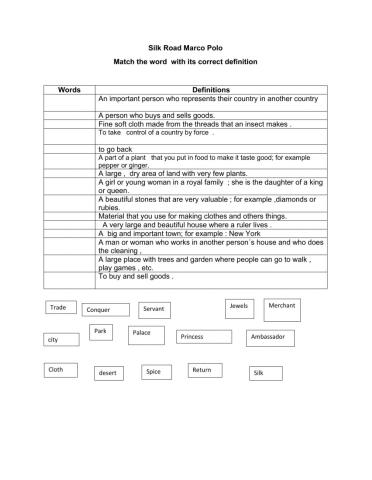 SILK Road Vocabulary Marco Polo