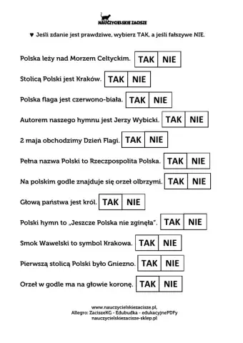 Polska - zdania prawda-fałsz