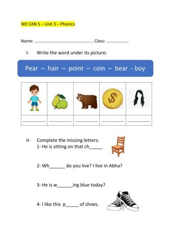 We can 5 unit 3L4- Phonics