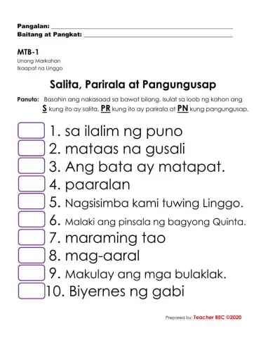 Salita-Parirala-Pangungusap