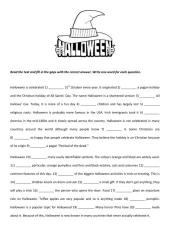 HALLOWEEN - Open Cloze