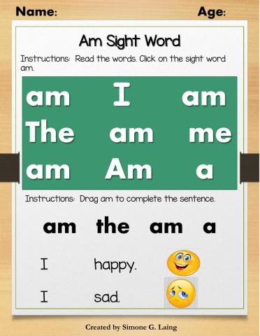 Am Sight Word