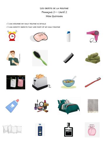 Objets de la routine