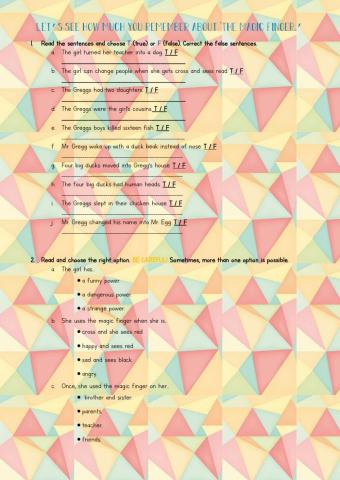 The Magic Finger - Reading Comprehencion