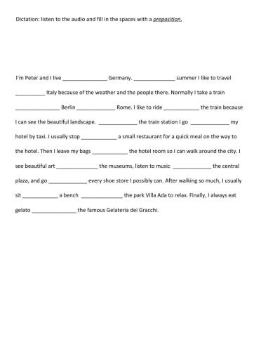Listening Dictation - Prepositions