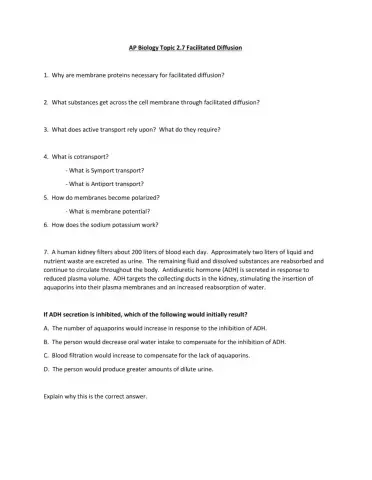 AP Bio Topic 2.7 - Facilitated Diffusion