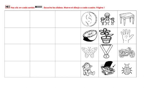 Unir sílabas para descubrir la palabra de la Mm