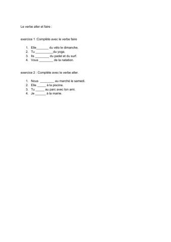 Les vebres faire et aller