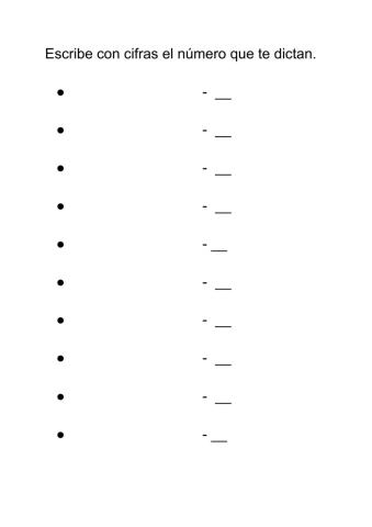 Dictado de números (10-19) con cifras
