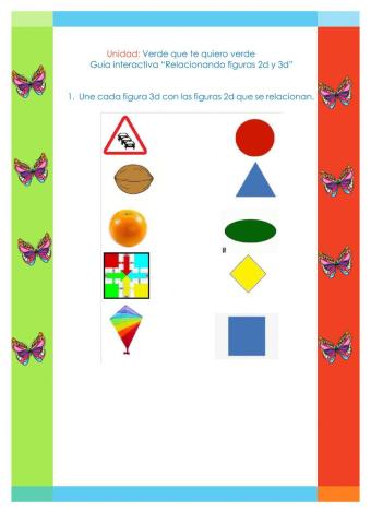 Guía interactiva relacionar figuras 2d con 3d