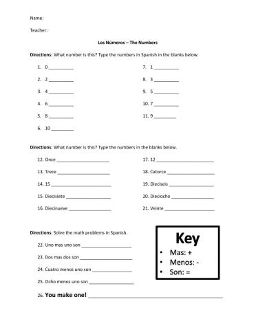 Los Números Practice