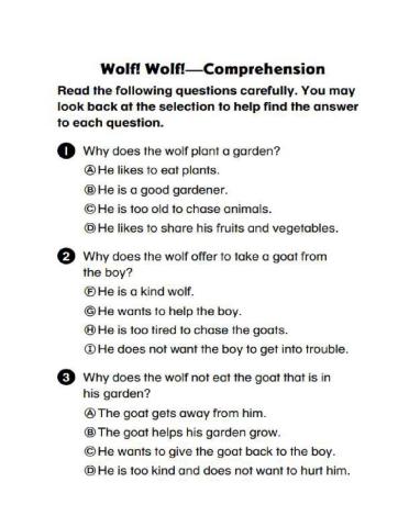 Wolf, Wolf Comprehension