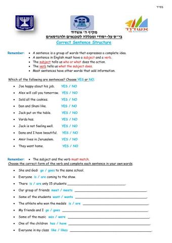 Correct Sentence Structure