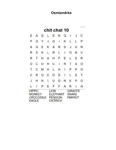 Animal safari wordsearch