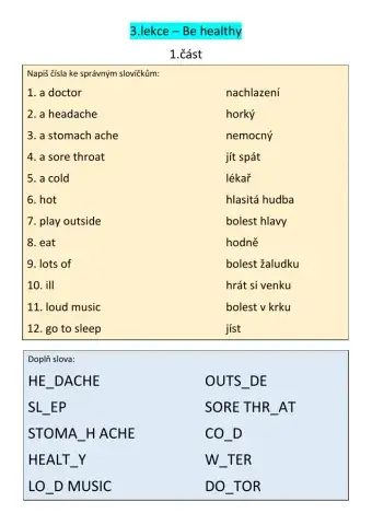 3.lekce - Be healthy 1.část