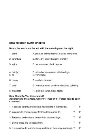 How to cook giant spiders