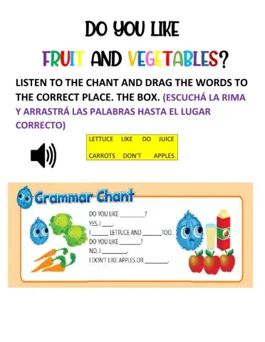 Likes- dislikes - fruit and vegetables