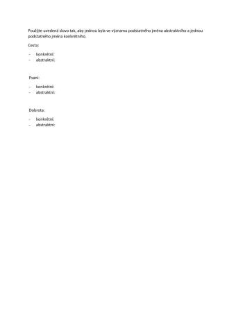 Podstatná jména konkrétní a abstraktní
