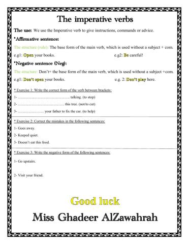 The imperative verbs