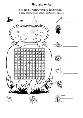 Halloween wordsearch