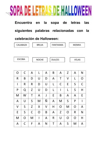 Sopa de letras halloween