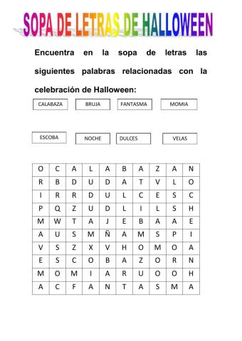 Sopa de letras halloween