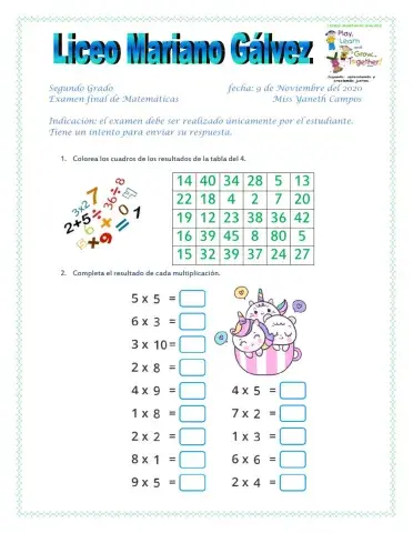 Tablas de multiplicar