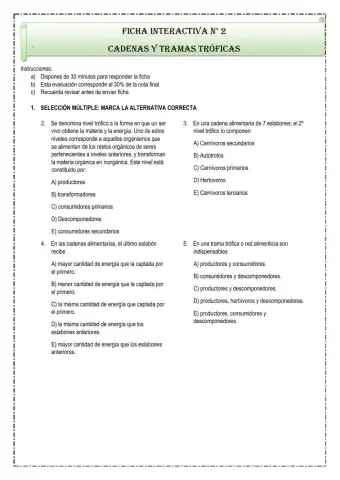 Ficha Cadenas y Tramas tróficas