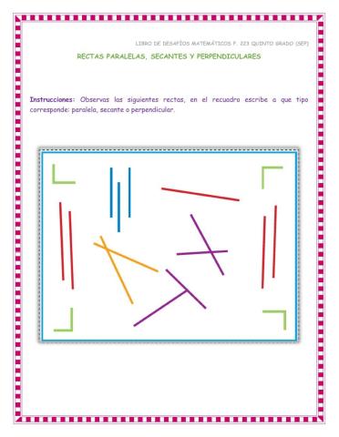 Rectas paralelas, secantes y perpendiculares