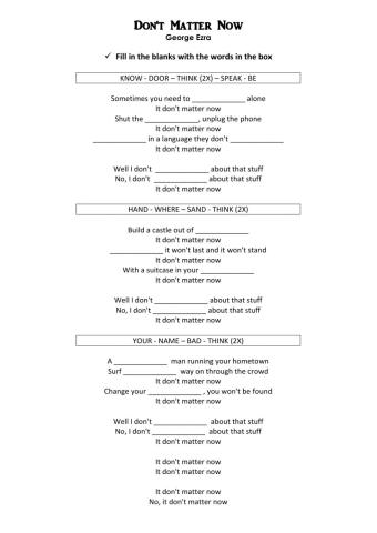 Don't Matter Now (George Ezra)