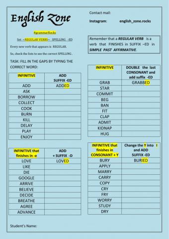 Regular verbs - spelling