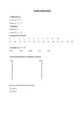 Osztók, többszörösök