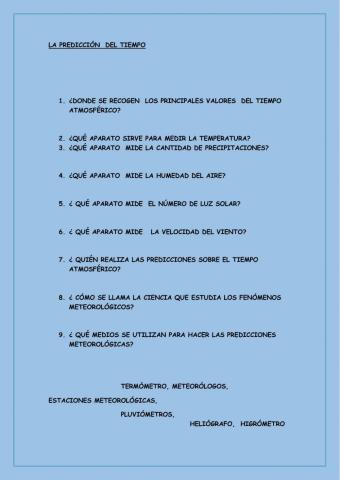 El clima y el tiempo