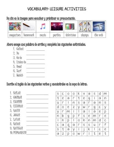 Vocabulary: leisure activities