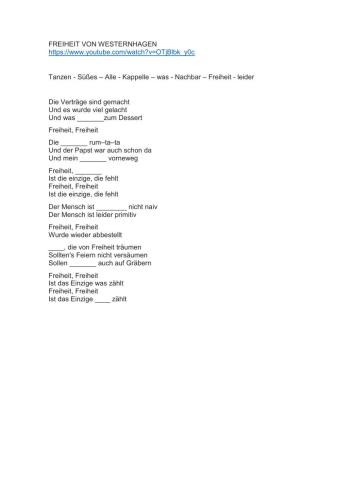 Lied Freiheit von Westernhagen