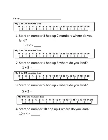 Using a number line to count up
