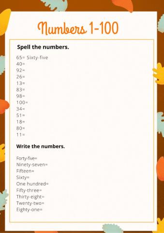 Numbers 1-100
