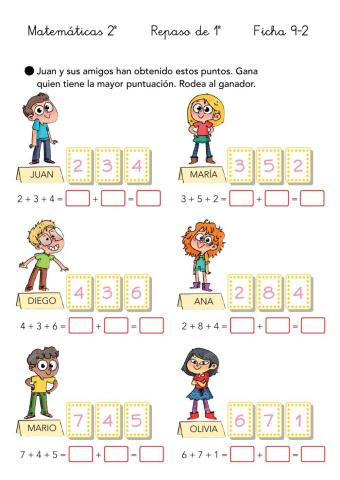 Problemas sumas tres sumandos