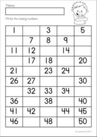 الاعداد حتى 50