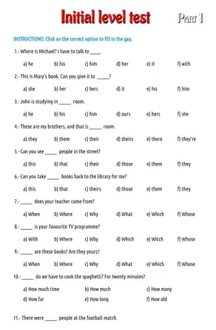 Initial level test - part 1