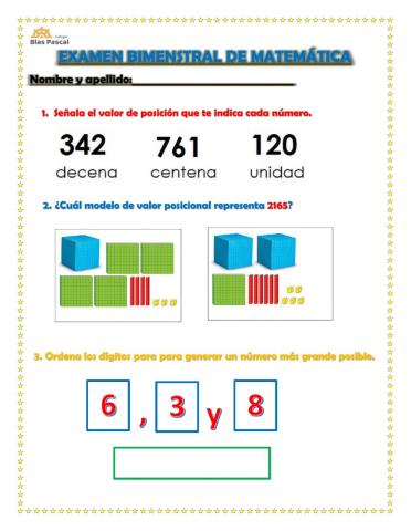 Examen de Matemática de 3ero 2