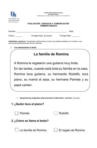 Evaluación de Lenguaje