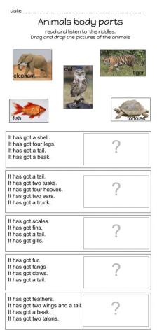 Animals body parts riddles