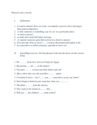 Phrasal verbs (travel)