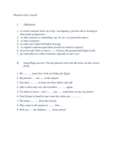 Phrasal verbs (travel)