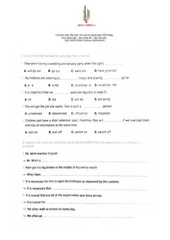 English 12 - 15' Test 1