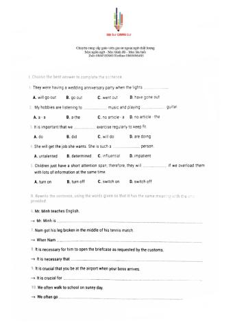 English 12 - 15' Test 1