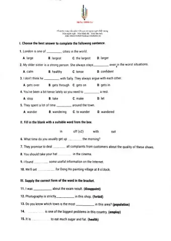 English 9 - 15' Test 1