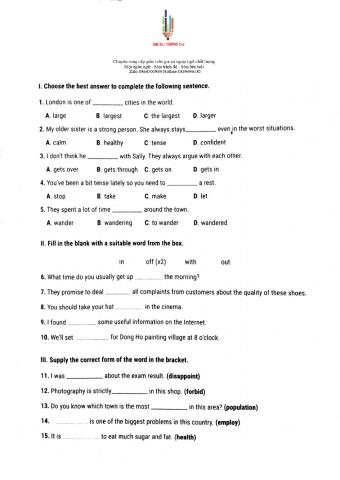 English 9 - 15' Test 1